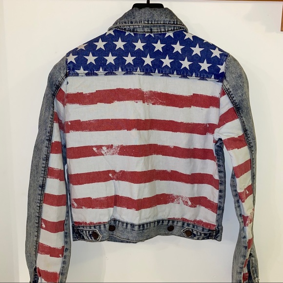 TOPSHOP American Flag printed DENIM jacket - Picture 3 of 7